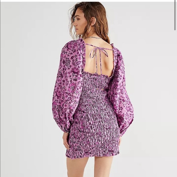 Free People Smock It To Me Mini Dress Azalea Combo - Picture 5 of 5